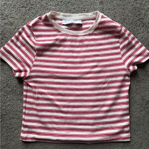Mini Boden Red and White Striped Tee